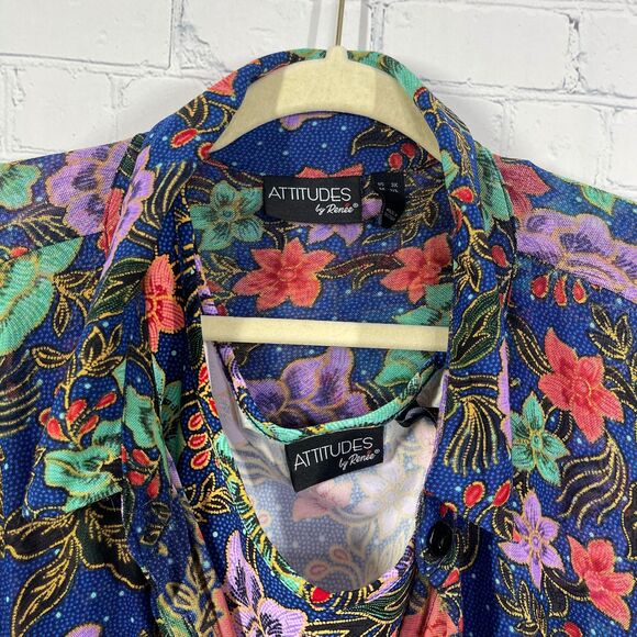 Attitudes by Renee Cardigan Tank Top 2 Pc Women Plus 3X Floral Knit Mesh Cover - Picture 6 of 16